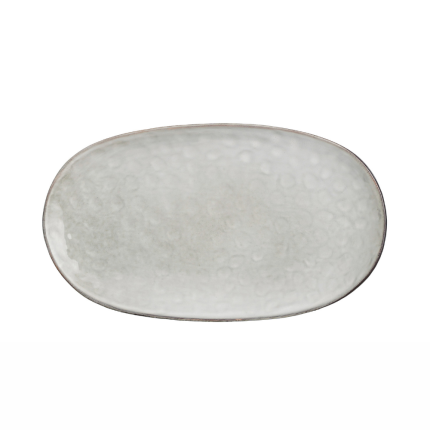 Piatto ovale in ceramica grigio chiaro