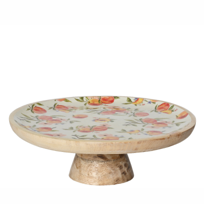 Alzatina pesche in legno di mango