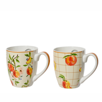 Tazza motivo pesche in porcellana