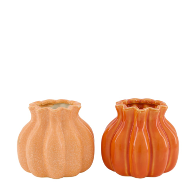 Vaso zucca in ceramica arancione