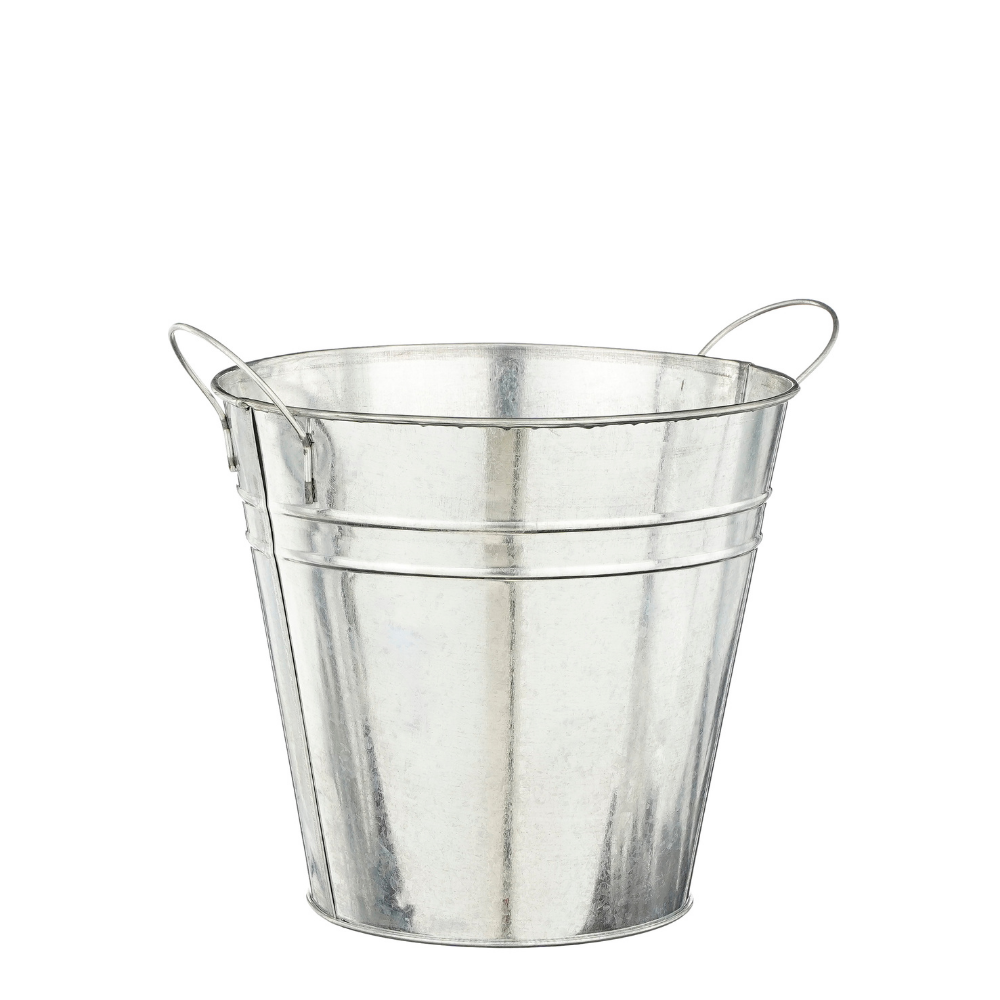 Secchiello in metallo argento grande
