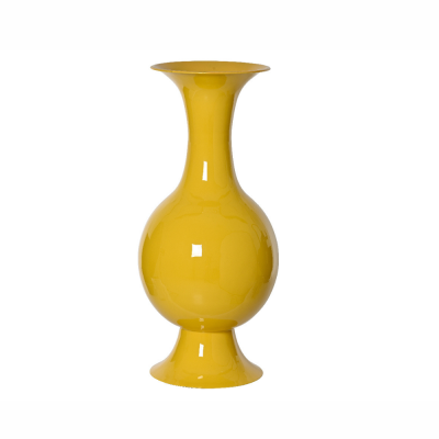 Vaso ampolla in ferro smaltato giallo