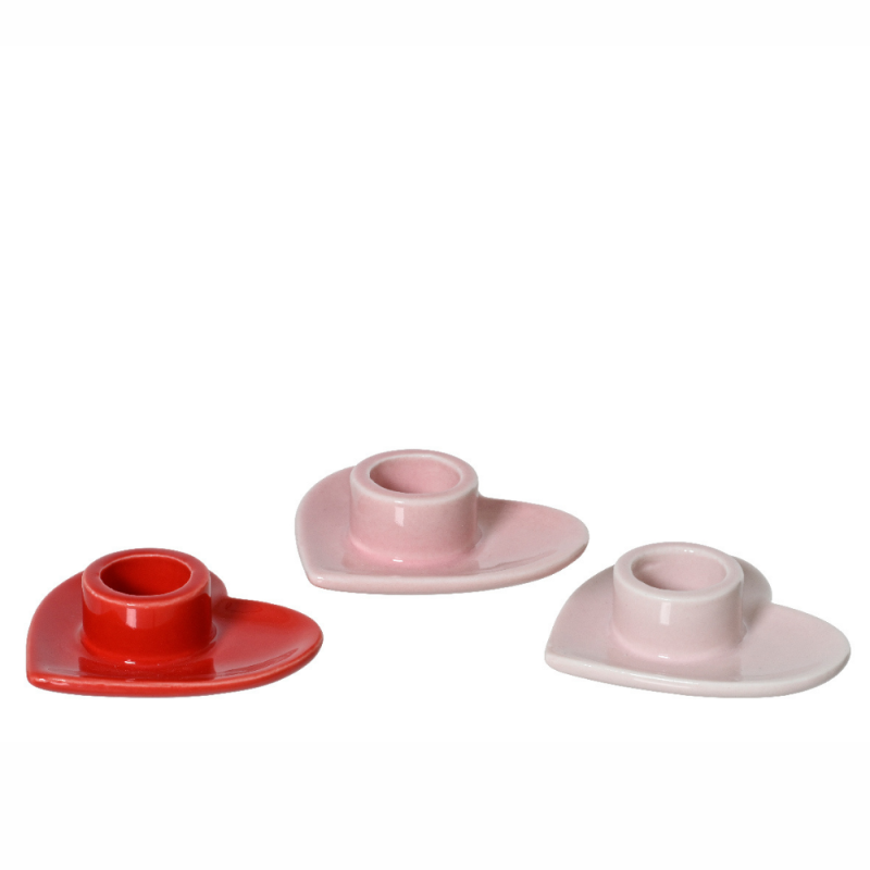 Portacandele in porcellana a forma di cuore