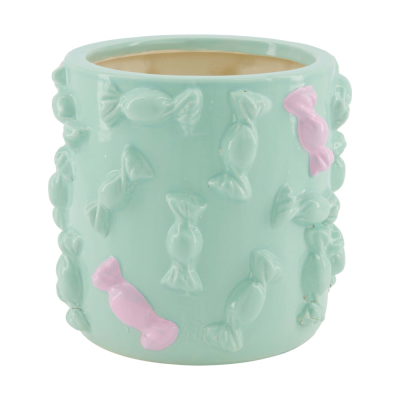 Fioriera caramelle in ceramica azzurro
