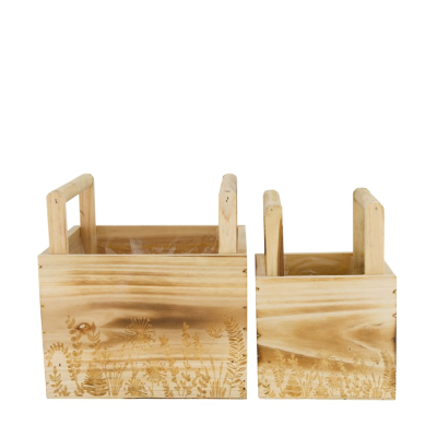 Fioriera in legno con manici