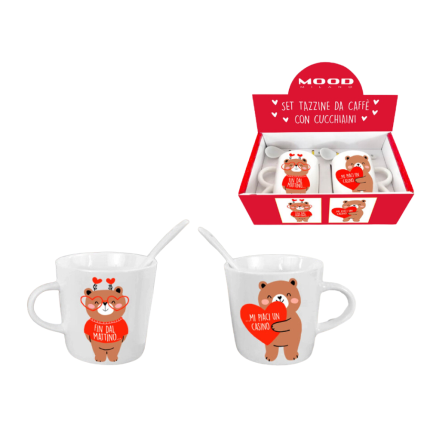 Tazzine da caffè orsetti con cucchiaino (2 pezzi)