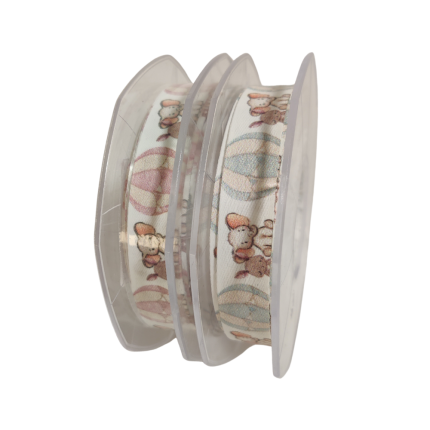 Nastro doppio rasi seta con elefantini