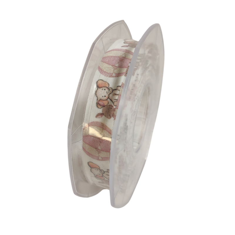 Nastro doppio rasi seta con elefantini