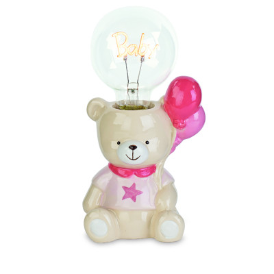 Lampada orsetto con palloncino rosa