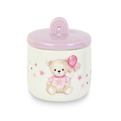 Candela orsetto con palloncino rosa