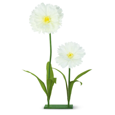 Base con due fiori in carta bianchi