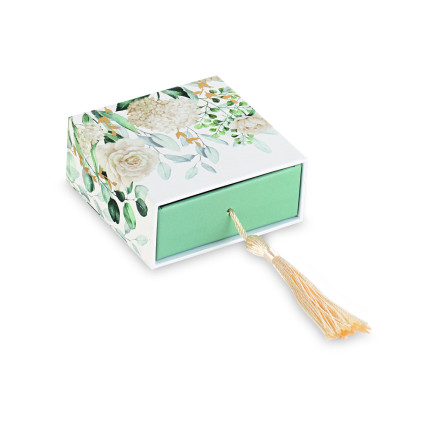 Scatola blooming Love con inserti e nappa Scatola blooming Love con inserti e nappa