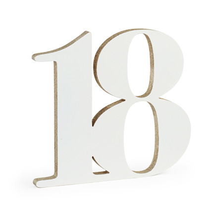 Numero 18 in legno bianco Numero 18 in legno bianco