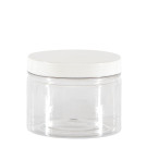 Barattolo pet trasparente con coperchio bianco