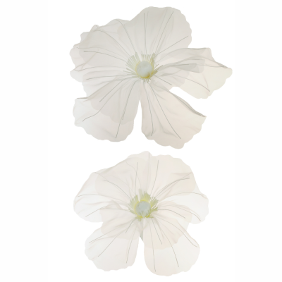 2 papaveri giganti in organza bianco
