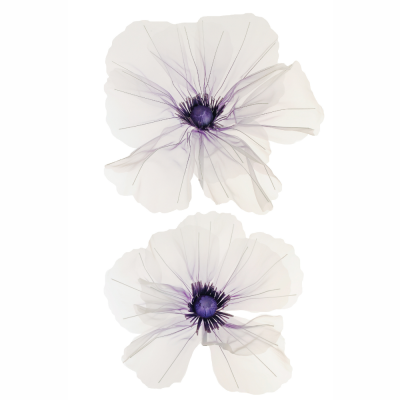 2 papaveri giganti in organza viola