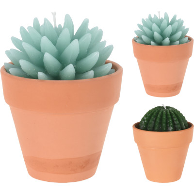 Vasetto con candela cactus 13cm