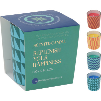 Vasetto vetro con candela Happiness