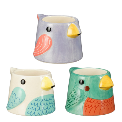 Vaso colorato a forma di uccellino