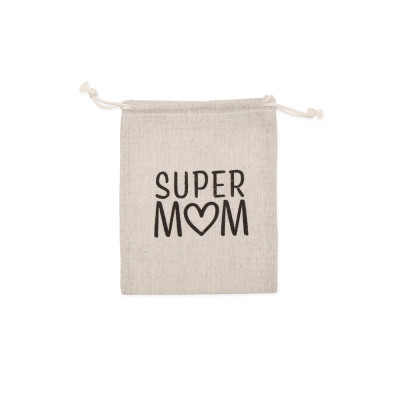 Sacchettino avorio con scritta Super mom nero 2