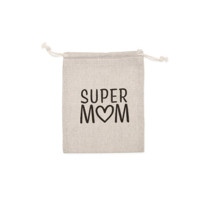 Sacchettino avorio con scritta Super mom nero Sacchettino avorio con scritta Super mom nero