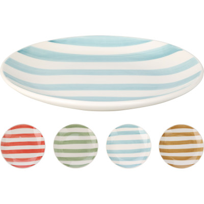 Piatto in ceramica a righe