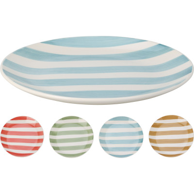 Piatto in ceramica a righe