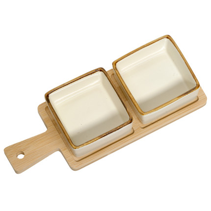 Ciotole con vassoio bamboo
