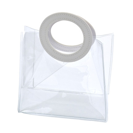 Borsa in PVC trasparente con manico in similpelle bianco Borsa in PVC trasparente con manico in similpelle bianco