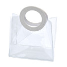 Borsa in PVC trasparente con manico in similpelle bianco