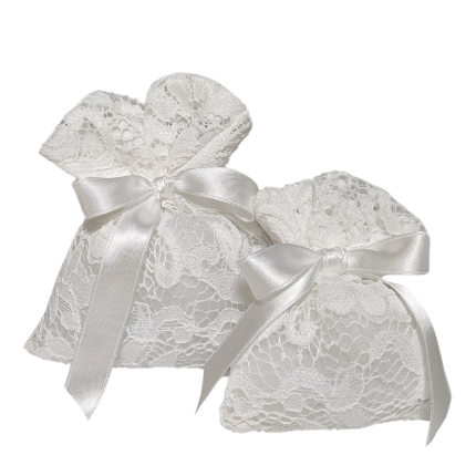 Sacchetto portaconfetti in pizzo bianco