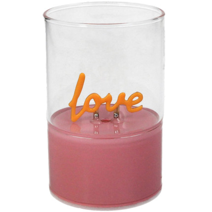 Vaso in vetro Love rosa con led