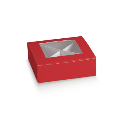 Scatola pratica con finestra e divisori lino rosso Scatola pratica con finestra e divisori lino rosso