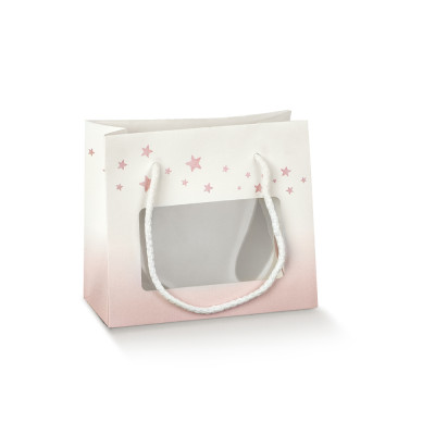 Shopperbox con cordini e finestra orsetto rosa