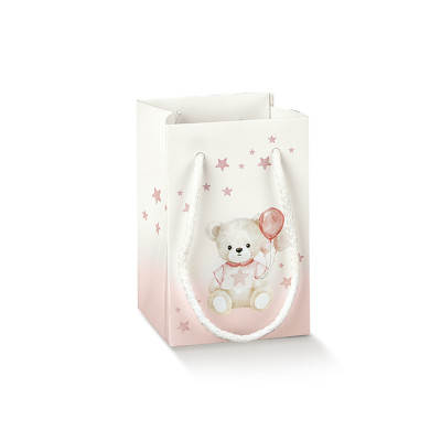 Shopperbox con cordini orsetto rosa