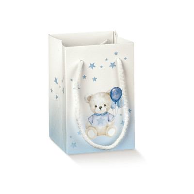 Shopperbox con cordini orsetto azzurro