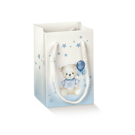 Shopperbox con cordini orsetto azzurro Shopperbox con cordini orsetto azzurro