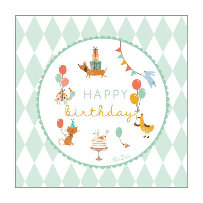Tovaglioli in carta Happy Birthday in confezione da 16 pezzi