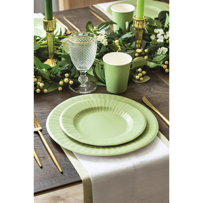 Piatti compostabili pastel verde salvia