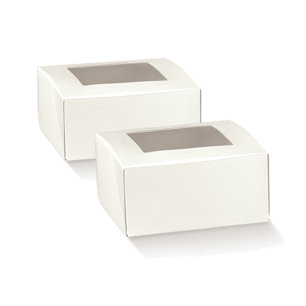 Scatola pratica con finestra in cartoncino fibra bianco Scatola pratica con finestra in cartoncino fibra bianco