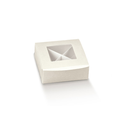Scatola pratica con finestra e divisori seta bianco 2