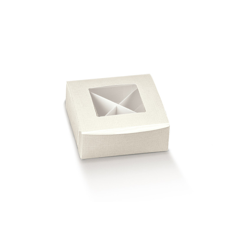 Scatola pratica con finestra e divisorio seta bianco