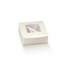 Scatola pratica con finestra e divisori seta bianco