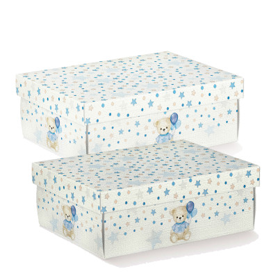 Scatola con coperchio Baby orso azzurro