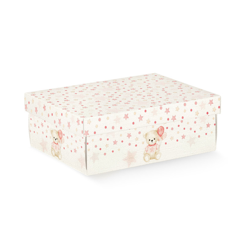 Scatola con coperchio baby orso rosa
