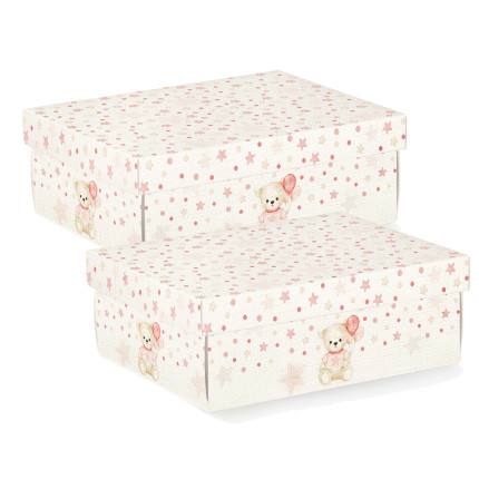 Scatola con coperchio Baby orso rosa Scatola con coperchio Baby orso rosa