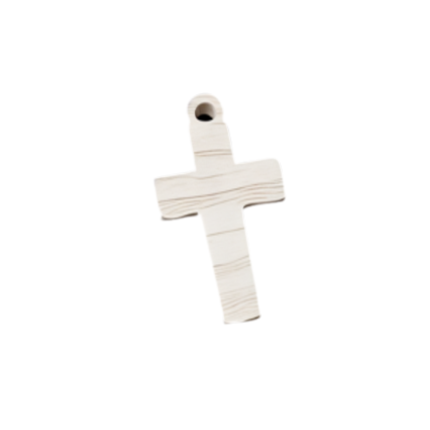 Ciondolo croce in legno bianco