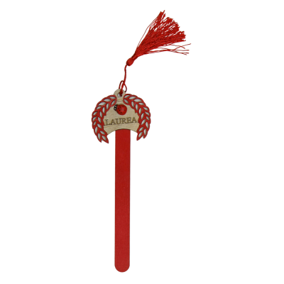 Segnalibro con decoro alloro laurea e nappa rossa