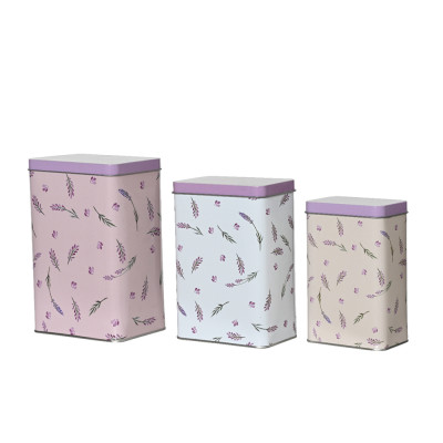 Scatola in latta rettangolare con lavanda