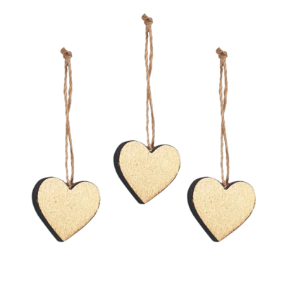 Cuoricini in legno naturale (24 pezzi)
